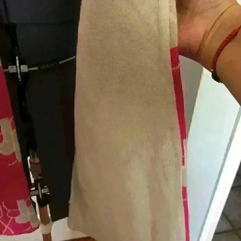 ROXY pink white fringeless scarf